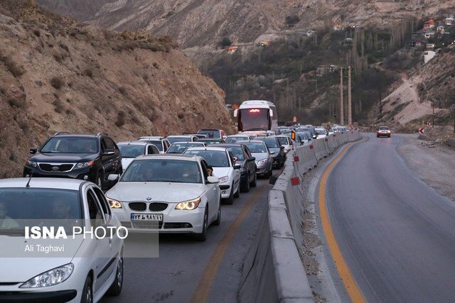 ترافیک سنگین در جاده چالوس