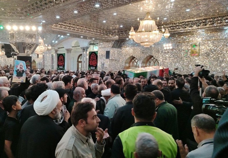 پیکر سپهبد شهید سلامی در حرم سیدالکریم(ع) آرام گرفت